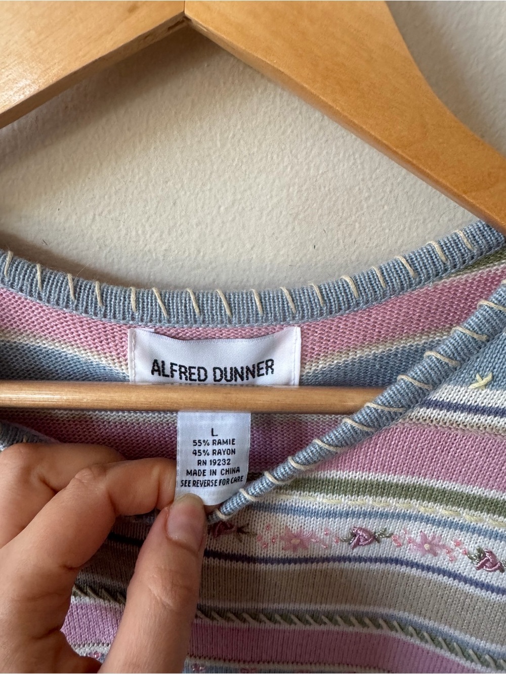 Vintage Alfred Dunner Striped Pastel Short Sleeve Knit Top - Picture 7 of 9